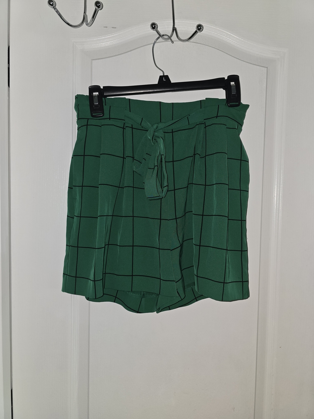 Worthington Green Windowpane Tie-Waist Shorts
